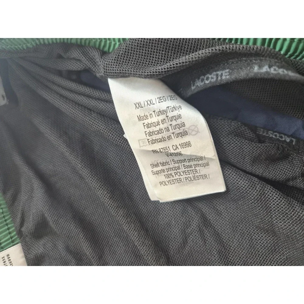 Lacoste Monochrome Swim Trunks Men 2XL Navy Blue Mesh Lined Quick Dry Drawstring
